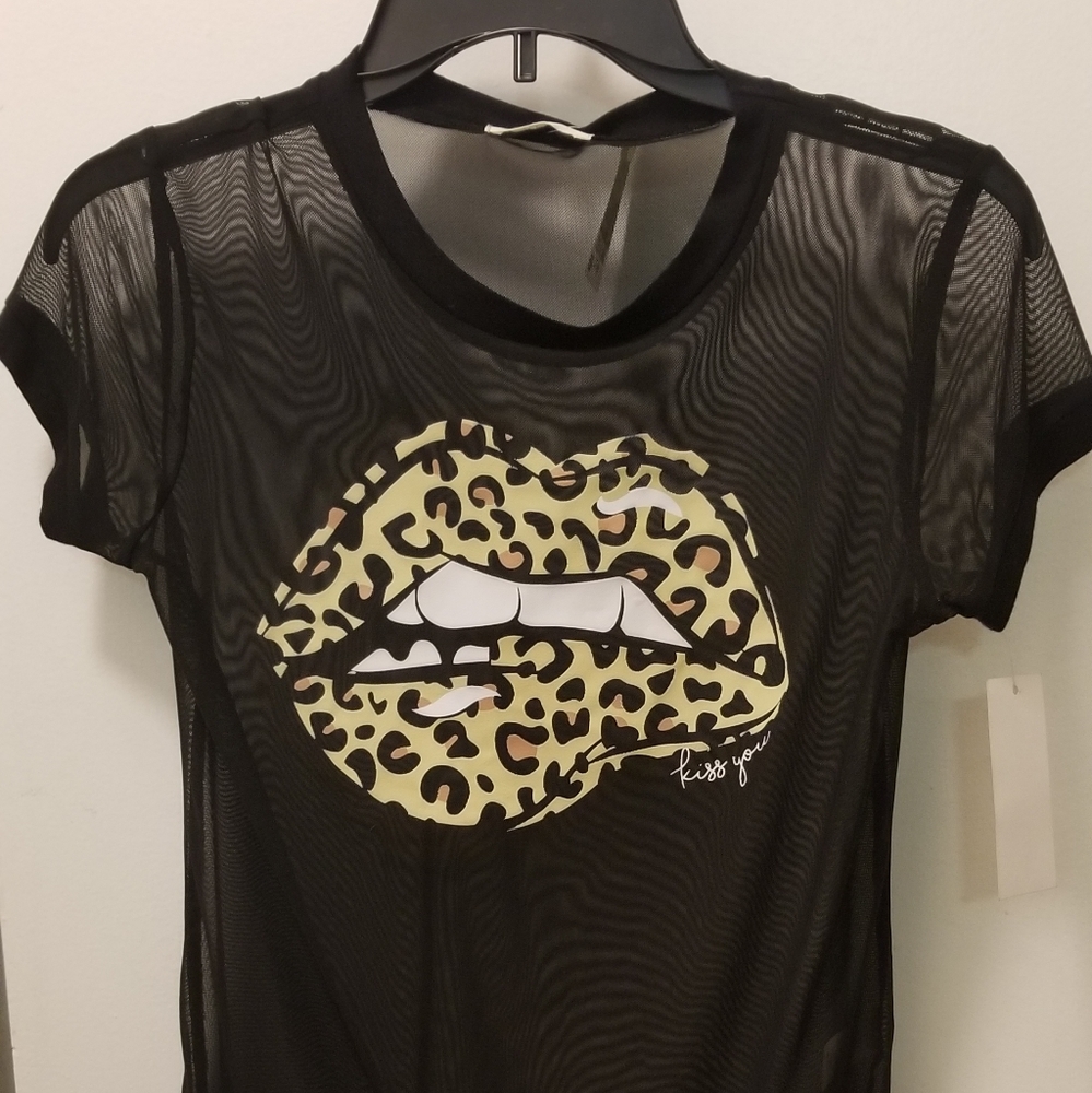 Black mesh top